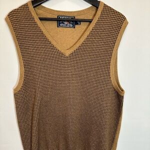 American Living Mens Houndstooth Knit Sweater Vest Size S 100% Cotton Pullover